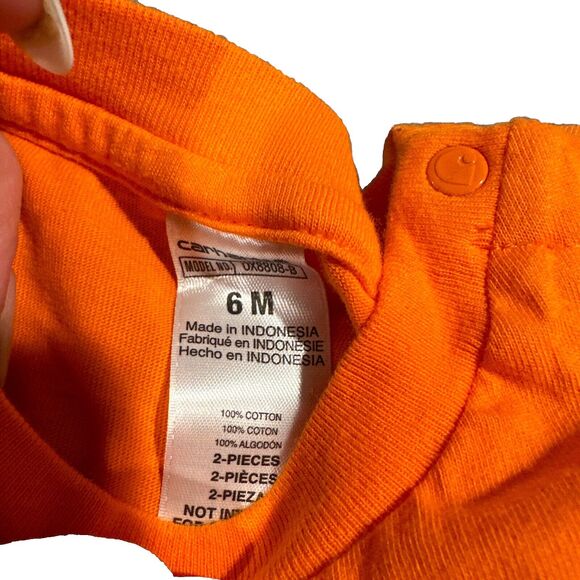 Carhartt Orange One Piece Size 6Months Toddler Childs Shorts Pumpkin Logo - Picture 5 of 6